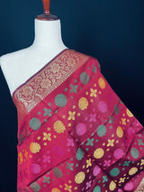 Burgundy Soft Silk Meenakari Chakras dupatta in banarasi silk (non-pure) with multi-color meenakari chakras — Kaash Collection