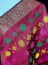 Burgundy Soft Silk Meenakari Chakras dupatta in banarasi silk (non-pure) with multi-color meenakari chakras — Kaash Collection