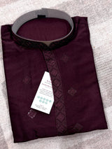Burgundy Color Soft Silk Kurta with Lining Embroidered and Sequin - Kaash