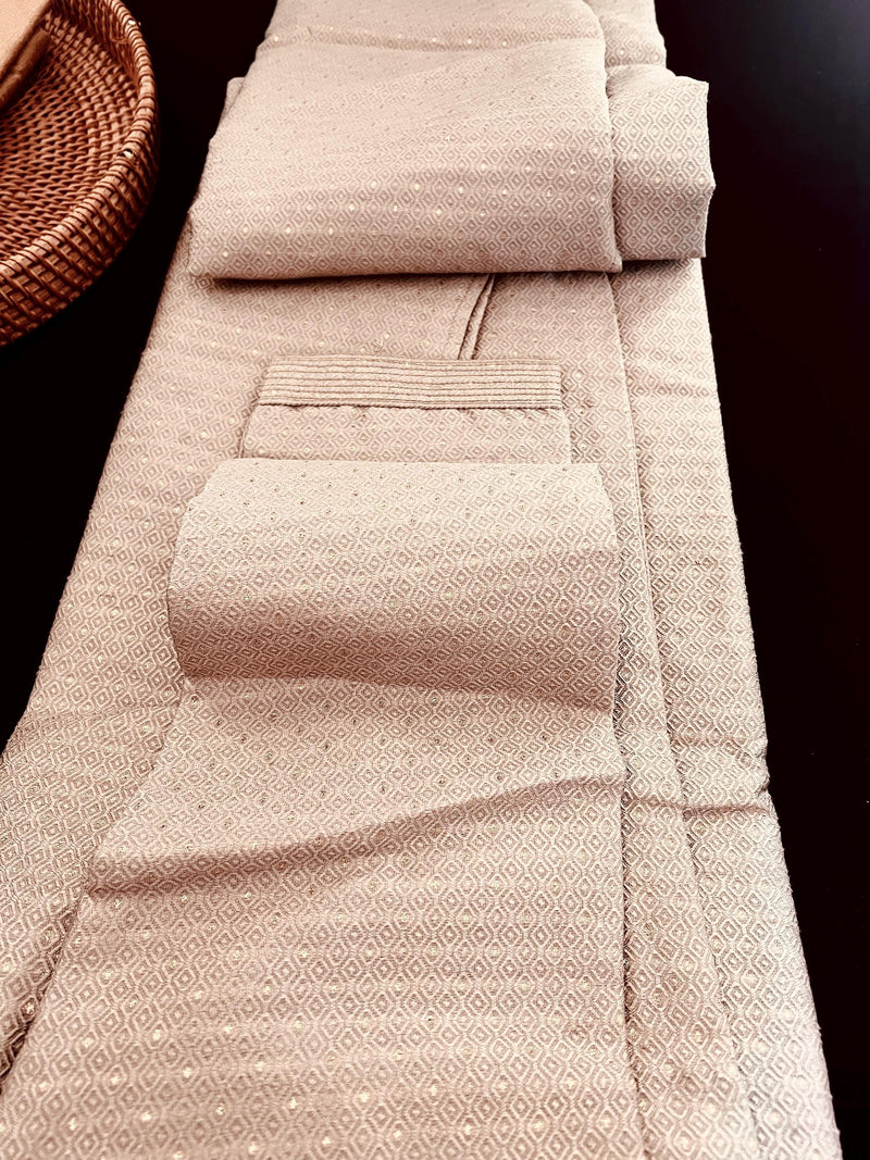 Camel Color Men Kurta Pajama with Weave and Zari Work | Mens Ethnic Wear | Sherwani Style Kurta for Wedding - Kaash