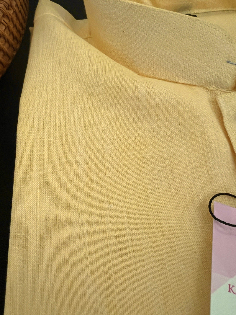 Canary Yellow Color Premium Pure Linen Cotton Kurta Pajama Set for Men | Cotton Men Kurtas | Pastel Yellow Color Kurta | Kurta for Haldi - Kaash