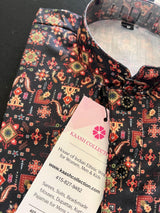 Charcoal Black Digital Printed Kurta Color Premium Soft Silk Kurta Pajama Set - Kaash