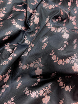 Charcoal Grey Banarasi Mashru saree in banarasi semi pure mashru silk with copper zari with banarasi gold border — Kaash Collection