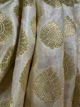 Cream and Red Half and Half Traditional Banarasi Satin Silk Saree - Kaash