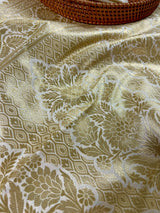 Cream Color Banarasi Saree - Soft Handloom Banarasi Silk Saree - Muted Gold Zari Weave - Kaash