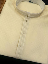 Cream Color Kurta with Self Design | Wedding & Party Wear - Kaash