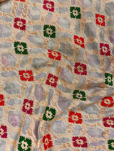 Cream Gold with Wine pure khaddi georgette banarasi silk saree with meenakari floral weave — Kaash Collection