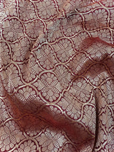 Silk Mark Certified Cream with Maroon Border saree in pure katan silk with maroon border with gold zari — Kaash Collection