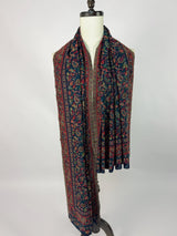 Dark Blue pure pashmina Kashmiri shawl with kani weave, floral motifs — Kaash Collection