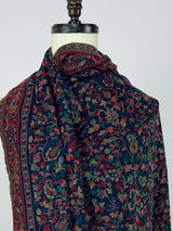 Dark Blue pure pashmina Kashmiri shawl with kani weave, floral motifs — Kaash Collection