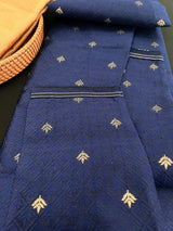 Dark Blue men's kurta pajama in soft silk (non-pure) with small zari butti weaving with self-design — Kaash Collection