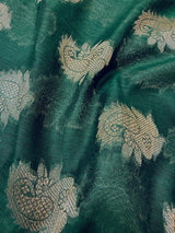 Dark Green Color Semi Banarasi Silk Saree Resham Zari Weave - Kaash