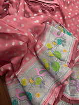 Dark Mauve pure banarasi georgette silk paithani saree with paithani meenakari with peacock motifs — Kaash Collection