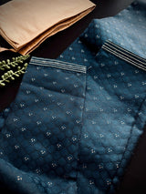 Dark Teal Color Party Wear Designer Men Kurta Set with tiny zari and Embossed Self Design in Soft Silk Material - Kaash