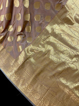 Deep Beige Fawn with undertone of gold Traditional Banarasi Handloom Saree in Banarasi Silk - Kaash
