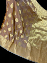 Deep Beige Fawn with undertone of gold Traditional Banarasi Handloom Saree in Banarasi Silk - Kaash