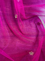 Deep Fuchsia Pink net dupatta with zari, sequin & beads — Kaash Collection