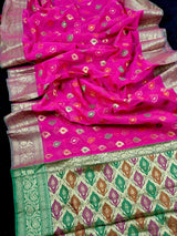 Deep Hot Pink Cotton Silk Saree - Kaash