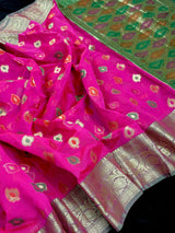 Deep Hot Pink Cotton Silk Saree - Kaash