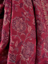 Deep Maroon kashmiri wool Kashmiri shawl with zari weave, floral patterns — Kaash Collection