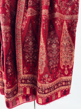 Deep Maroon kashmiri wool Kashmiri shawl with zari weave, floral patterns — Kaash Collection
