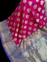 Deep Pink Traditional Banarasi Handloom Soft Silk Saree - Kaash