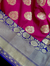 Deep Pink Traditional Banarasi Handloom Soft Silk Saree - Kaash