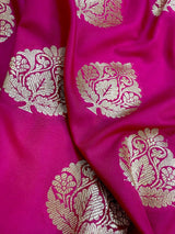 Deep Pink Traditional Banarasi Handloom Soft Silk Saree - Kaash