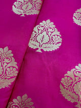 Deep Pink Traditional Banarasi Handloom Soft Silk Saree - Kaash