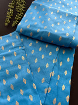 Deep Sky Blue Color Premium Pure Cotton Mens Kurta Pajama Set with small Self design Butti - Kaash