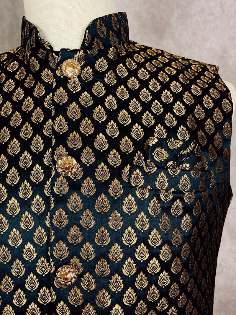 modi gold dress Black Nehru/Modi Jacket for Men