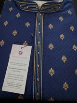 Designer Blue Color Soft Silk Kurta with Lining Kurta Pajama for Men - Kaash
