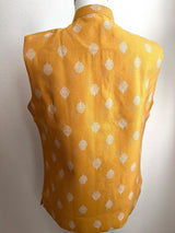 Mango Yellow men's Nehru/Modi jacket in soft silk with silver embossed leaf design — Kaash Collection