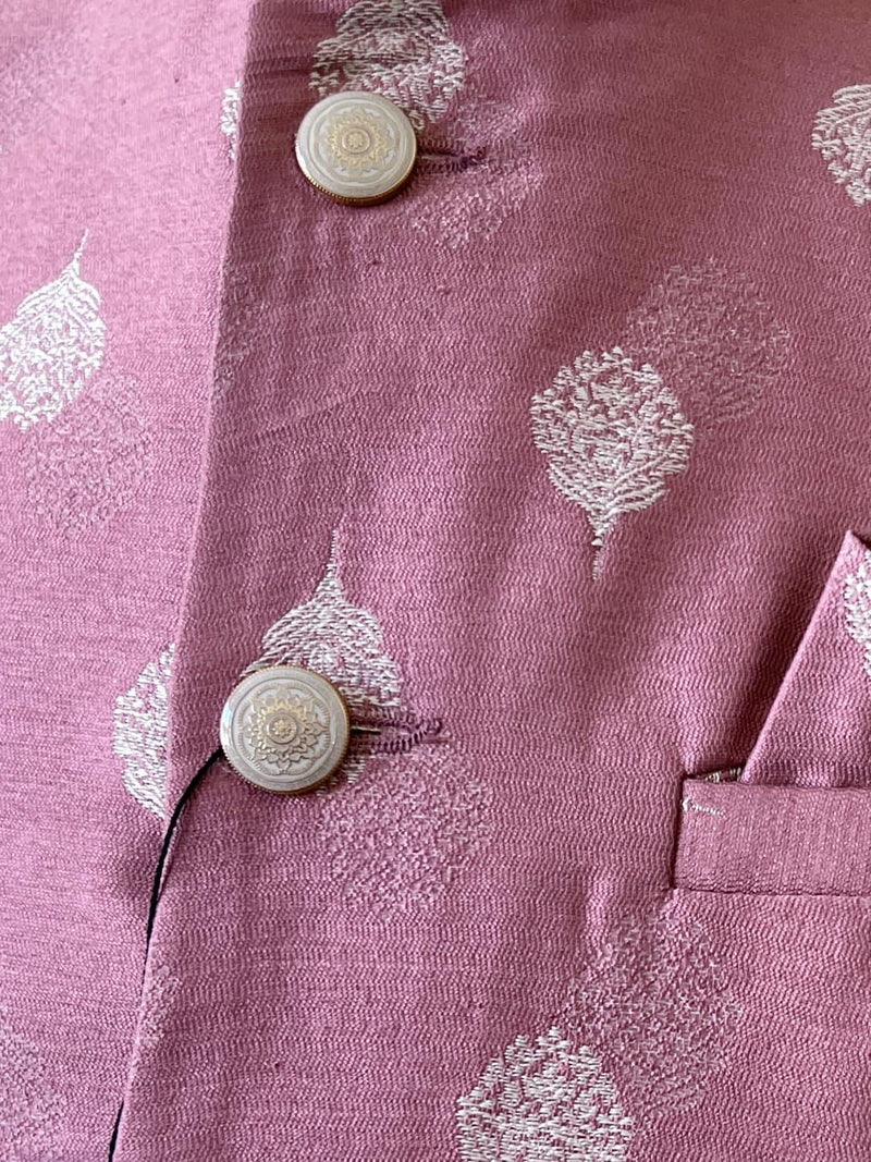 Designer Mauve Pink Color Modi Nehru Jacket For Men in Silk | Waist Coat | Jacket for Kurta | Gift For Him | Indian Wedding Wear for Men - Kaash