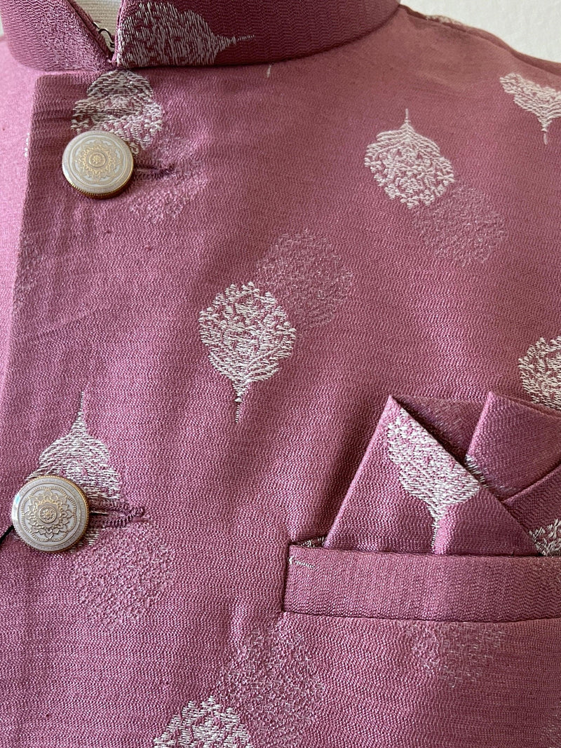 Designer Mauve Pink Color Modi Nehru Jacket For Men in Silk | Waist Coat | Jacket for Kurta | Gift For Him | Indian Wedding Wear for Men - Kaash