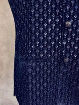 Royal Blue men's Nehru/Modi jacket in velvet with thread embroidery & sequin on velvet — Kaash Collection
