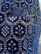Royal Blue men's Nehru/Modi jacket in velvet with thread embroidery & sequin on velvet — Kaash Collection