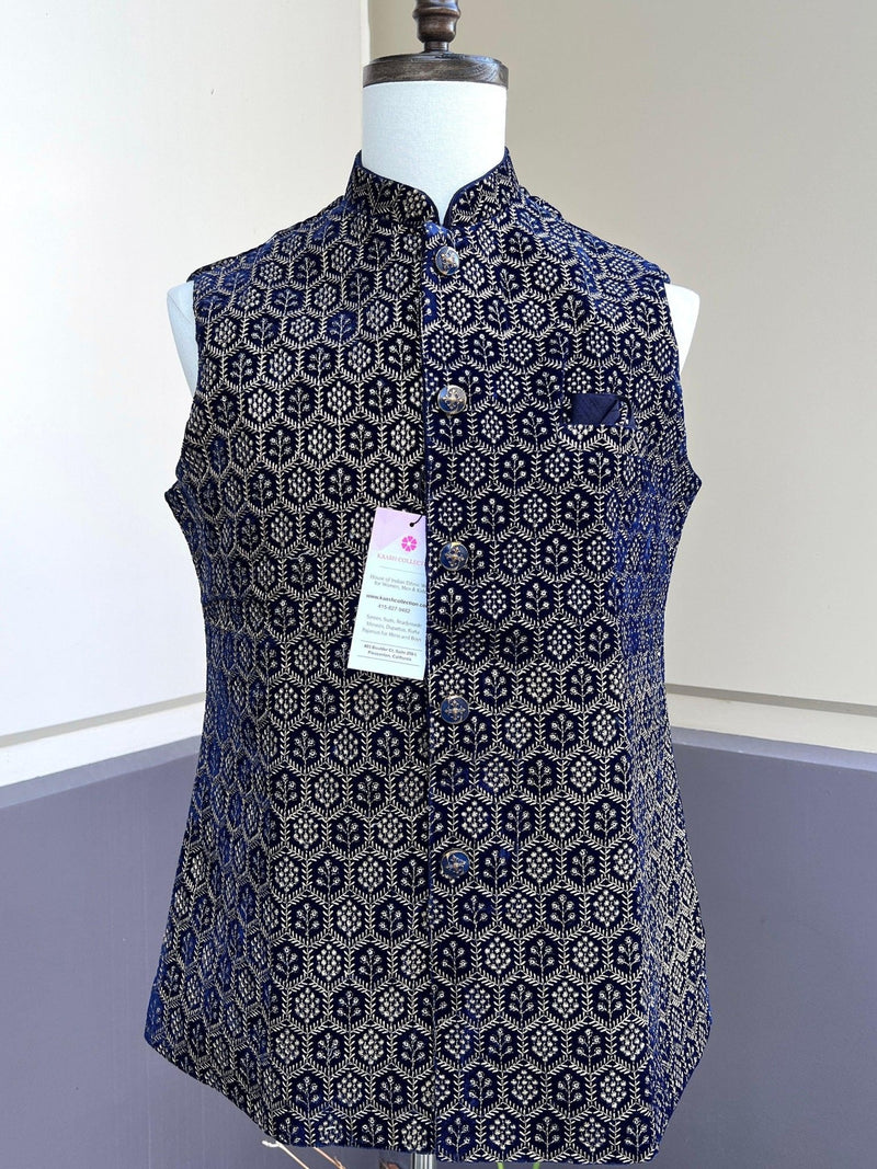 Designer Party Wear Velvet Royal Blue Color – Kaash Collection
