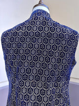 Royal Blue men's Nehru/Modi jacket in velvet with thread embroidery & sequin on velvet — Kaash Collection