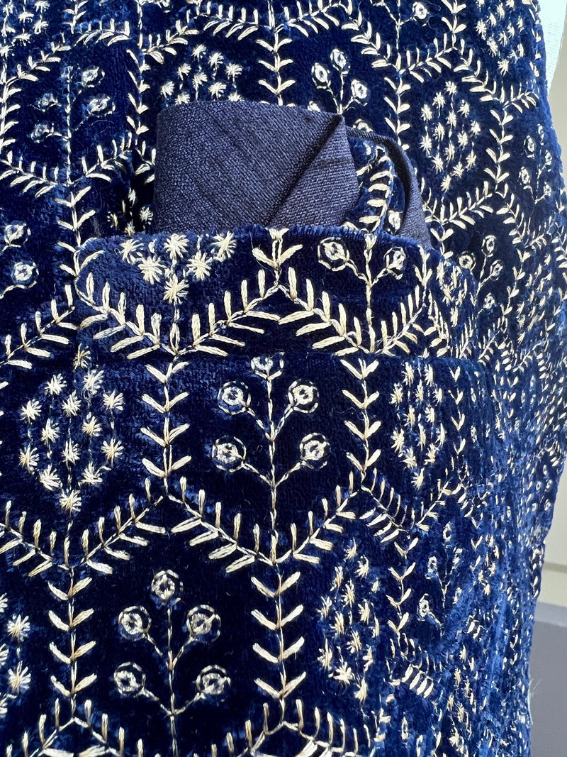 Designer Party Wear Velvet Royal Blue Color Modi Jacket For Men | High Quality Premium Velvet Jacket Thread Embroidery Sequin Work - Kaash