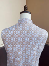 White men's Nehru/Modi jacket in velvet with gold thread embroidery & sequin on velvet — Kaash Collection