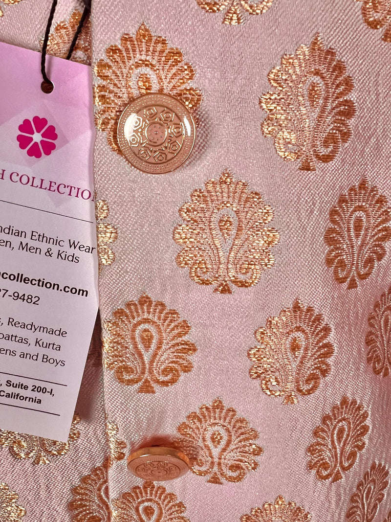Designer Pink Color Modi Nehru Jacket For Men in Banarasi Silk | Waist Coat | Jacket for Kurta | Indian Wedding Wear for Men - Kaash