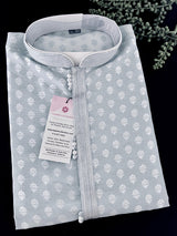 Silver Grey men's kurta pajama in soft silk (non-pure) with silver buttis on soft silk — Kaash Collection
