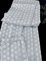 Silver Grey men's kurta pajama in soft silk (non-pure) with silver buttis on soft silk — Kaash Collection