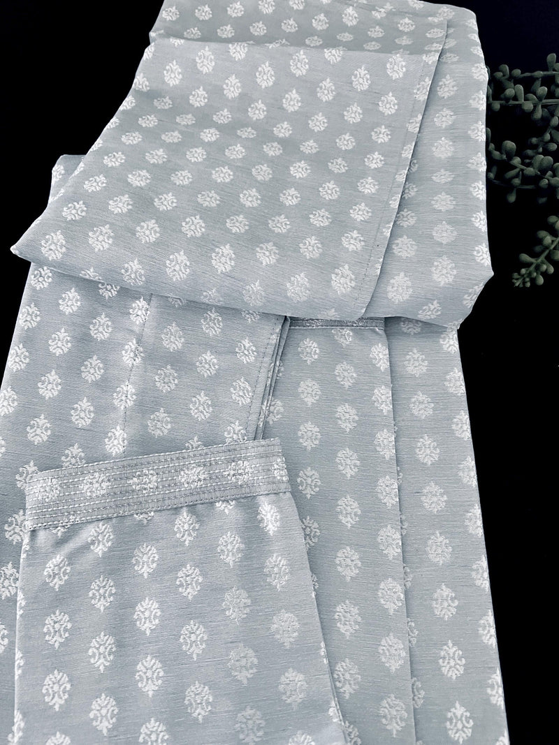 Designer Premium Grey Color Men Kurta Pajama Set for Men in Soft Silk | Mens Ethnic Wear | Indian Men Clothing | Kurta for Men - Kaash