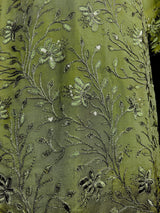 Designer Readymade Kameez with Pants in Green Color - 3pcs Women Suit with Handwork - Kaash