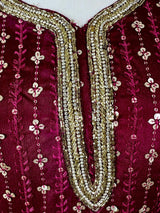 Designer Readymade Salwar Kameez 3pcs in Burgundy Color For Women with Handwork - Kaash