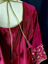 Designer Readymade Salwar Kameez 3pcs in Burgundy Color For Women with Handwork - Kaash