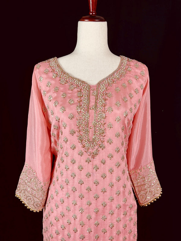 Designer Readymade Salwar Kameez in Blush Pink Color - Kaash