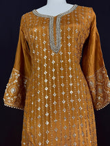 Designer Readymade Salwar Kameez in Mustard Gold Color For Women - Kaash